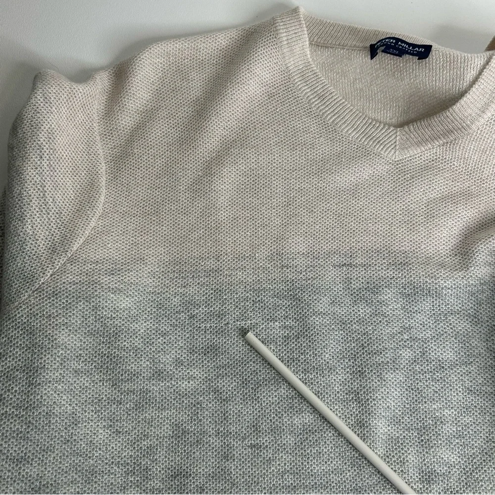 PETER MILLAR Men XXL Crown Crafted Camden Wool Cashmere Linen Gray Cream Sweater